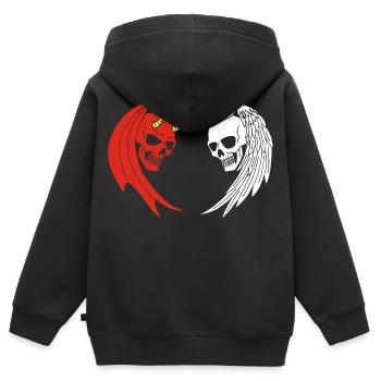 Engel und Dämon Skelett - Kinder Premium Organic Zip Hoodie - Schwarz - Hinten - AI Model Kid Male (0cm)