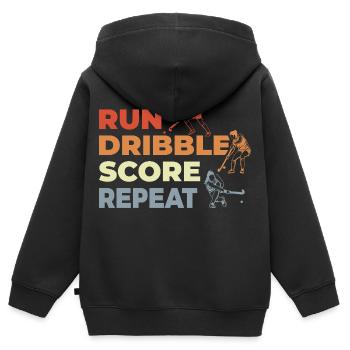 Courir, dribbler, marquer, répéter - Sweat Premium à capuche zippé enfant bio - noir - Dos - AI Model Kid Male (0cm)