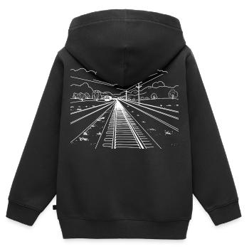Railway - Kids Premium Organic Zip-up Hoodie - black - Back - AI Model Kid Male (0cm)