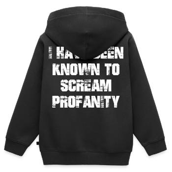 Je suis connu pour crier des blasphèmes - Sweat Premium à capuche zippé enfant bio - noir - Dos - AI Model Kid Male (0cm)