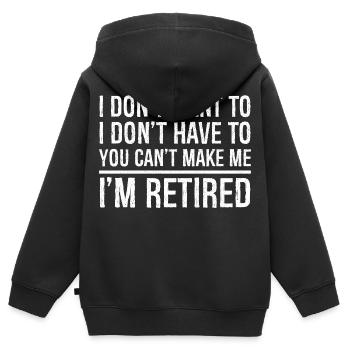 Je ne veux pas, je n’ai pas à le faire, tu ne peux pas me faire - Sweat Premium à capuche zippé enfant bio - noir - Dos - AI Model Kid Male (0cm)