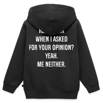 rappelez-vous quand je vous ai demandé votre avis moi - Sweat Premium à capuche zippé enfant bio - noir - Dos - AI Model Kid Male (0cm)