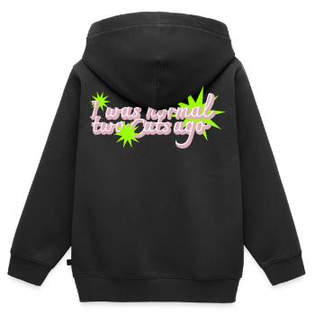 Zwei Katzen zu spät Crazy Catlady - Kinder Premium Organic Zip Hoodie - Schwarz - Hinten - AI Model Kid Male (0cm)