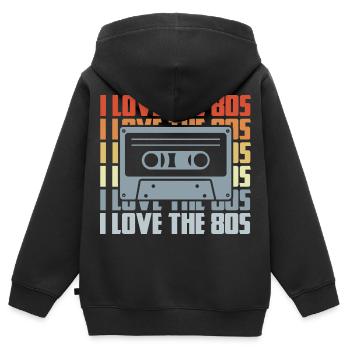 80er Jahre Liebhaber - Kinder Premium Organic Zip Hoodie - Schwarz - Hinten - AI Model Kid Male (0cm)