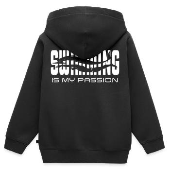 Schwimmen ist meine Leidenschaft - Kinder Premium Organic Zip Hoodie - Schwarz - Hinten - AI Model Kid Male (0cm)