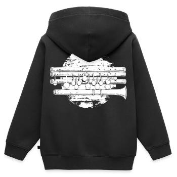 Flöte Zeichnung - Kinder Premium Organic Zip Hoodie - Schwarz - Hinten - AI Model Kid Male (0cm)