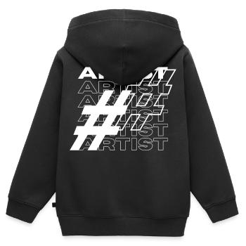 Artiste Hashtag Typographie - Sweat Premium à capuche zippé enfant bio - noir - Dos - AI Model Kid Male (0cm)