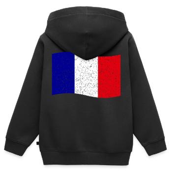 drapeau français vintage - Sweat Premium à capuche zippé enfant bio - noir - Dos - AI Model Kid Male (0cm)