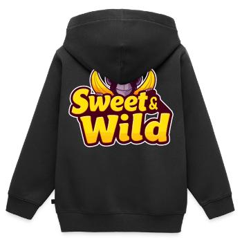 Doux et sauvage - Sweat Premium à capuche zippé enfant bio - noir - Dos - AI Model Kid Male (0cm)