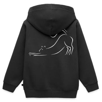 Katze Strichzeichnung - Kinder Premium Organic Zip Hoodie - Schwarz - Hinten - AI Model Kid Male (0cm)