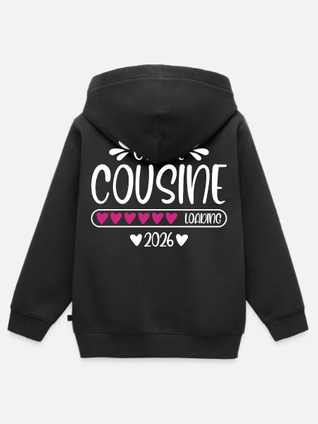 Große Cousine 2026 - Kinder Premium Organic Zip Hoodie - Schwarz