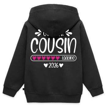 Großer Cousin 2026 - Kinder Premium Organic Zip Hoodie - Schwarz - Hinten - AI Model Kid Male (0cm)