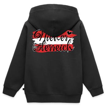 Drapeau Autriche Basse-Autriche - Sweat Premium à capuche zippé enfant bio - noir - Dos - AI Model Kid Male (0cm)