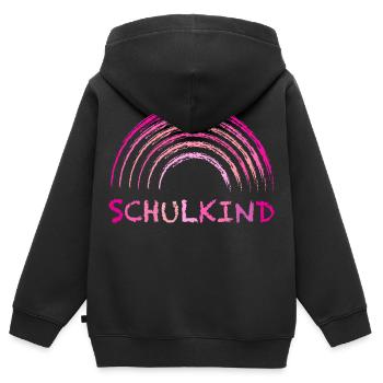 Schulkind Kreide Regenbogen pink zur Einschulung - Kinder Premium Organic Zip Hoodie - Schwarz - Hinten - AI Model Kid Male (0cm)