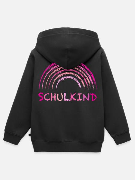 Schulkind Kreide Regenbogen pink zur Einschulung - Kinder Premium Organic Zip Hoodie - Schwarz