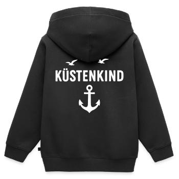 Küstenkind - Kinder Premium Organic Zip Hoodie - Schwarz - Hinten - AI Model Kid Male (0cm)