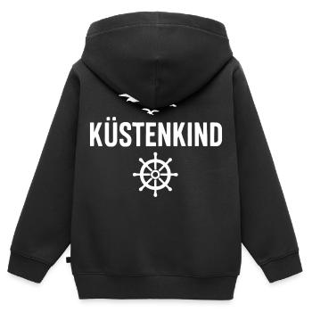 Küstenkind - Kinder Premium Organic Zip Hoodie - Schwarz - Hinten - AI Model Kid Male (0cm)