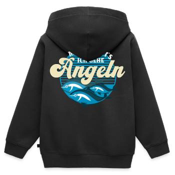 Angler Chaos Motiv Design Fischer angeln Geschenk - Kinder Premium Organic Zip Hoodie - Schwarz - Hinten - AI Model Kid Male (0cm)