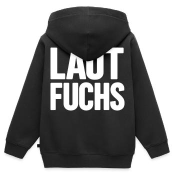 LAUTFUCHS - Kinder Premium Organic Zip Hoodie - Schwarz - Hinten - AI Model Kid Male (0cm)
