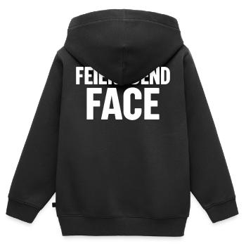 FEIERABEND FACE - Kinder Premium Organic Zip Hoodie - Schwarz - Hinten - AI Model Kid Male (0cm)