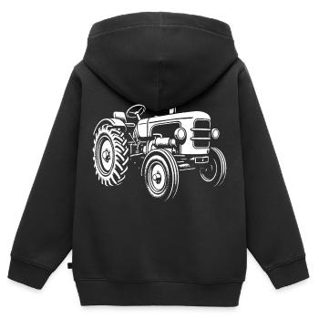 Puissance sur le terrain - Sweat Premium à capuche zippé enfant bio - noir - Dos - AI Model Kid Male (0cm)