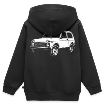 Légende du terrain - Sweat Premium à capuche zippé enfant bio - noir - Dos - AI Model Kid Male (0cm)