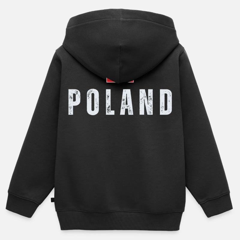 Fierté polonaise, drapeau polonais - Sweat Premium à capuche zippé enfant bio - noir