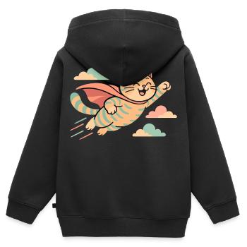 Super Katze Britisch Kurzhaar getigert Geschenk - Kinder Premium Organic Zip Hoodie - Schwarz - Hinten - AI Model Kid Male (0cm)