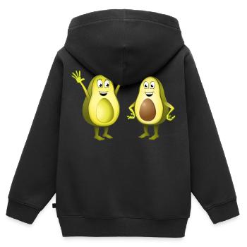 Image de deux avocats joyeux - Sweat Premium à capuche zippé enfant bio - noir - Dos - AI Model Kid Male (0cm)