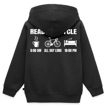 Lustige Radfahrer Routine - Kinder Premium Organic Zip Hoodie - Schwarz - Hinten - AI Model Kid Male (0cm)