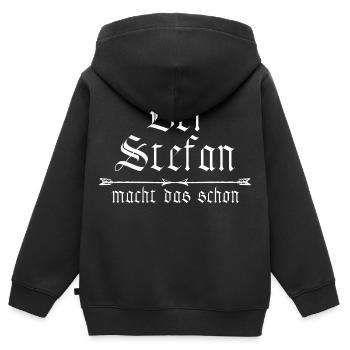der Stefan macht das schon - Kinder Premium Organic Zip Hoodie - Schwarz - Hinten - AI Model Kid Male (0cm)