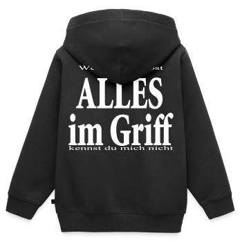 glaubst du - du hast alles im Griff - Kinder Premium Organic Zip Hoodie - Schwarz - Hinten - AI Model Kid Male (0cm)