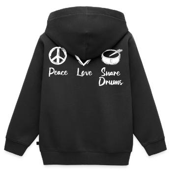 Peace Love Caisse claire - Sweat Premium à capuche zippé enfant bio - noir - Dos - AI Model Kid Male (0cm)