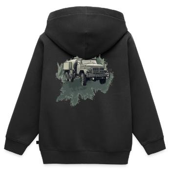 ZIL 131 – Ikone der Straße - Kinder Premium Organic Zip Hoodie - Schwarz - Hinten - AI Model Kid Male (0cm)