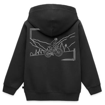 Itinéraire VTT paysage de montagne - Sweat Premium à capuche zippé enfant bio - noir - Dos - AI Model Kid Male (0cm)