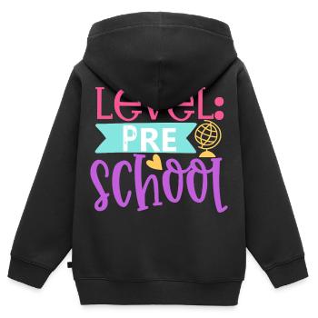 Level: Vorschule - Kinder Premium Organic Zip Hoodie - Schwarz - Hinten - AI Model Kid Male (0cm)