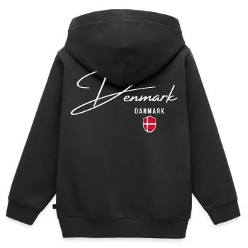 Ich liebe Dänemark, minimalistisches, schlankes Design - Kinder Premium Organic Zip Hoodie - Schwarz - Hinten - AI Model Kid Male (0cm)