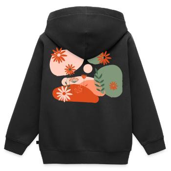 florale Illustrationen, Pflanzen,terrakotta,öko - Kinder Premium Organic Zip Hoodie - Schwarz - Hinten - AI Model Kid Male (0cm)