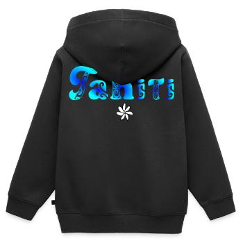 Tahiti (Blaue Lagune) - Kinder Premium Organic Zip Hoodie - Schwarz - Hinten - AI Model Kid Male (0cm)