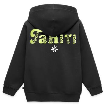 Tahiti (Limette) - Kinder Premium Organic Zip Hoodie - Schwarz - Hinten - AI Model Kid Male (0cm)