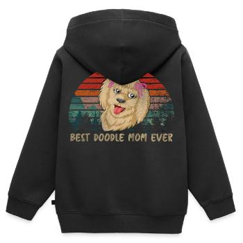 Süße Doodle Hundemama mit rosa Schleifen - Kinder Premium Organic Zip Hoodie - Schwarz - Hinten - AI Model Kid Male (0cm)