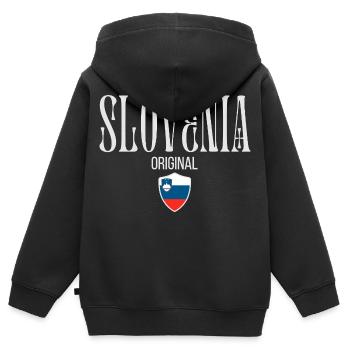 Ursprünglich aus Slowenien, geboren in Slowenien - Kinder Premium Organic Zip Hoodie - Schwarz - Hinten - AI Model Kid Male (0cm)