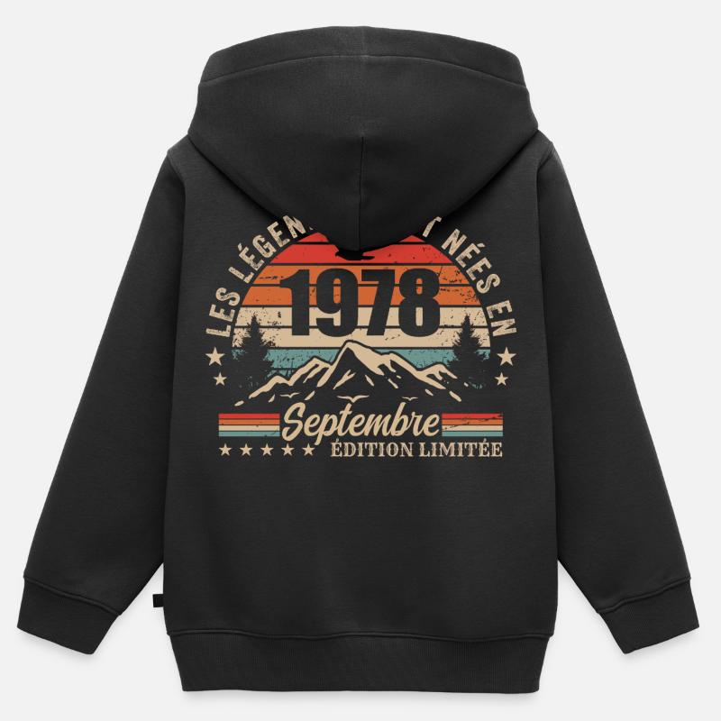 légendaire depuis septembre 1978 | septembre 1978 - Sweat Premium à capuche zippé enfant bio - noir