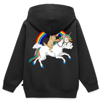 Griffonnage doré - Sweat Premium à capuche zippé enfant bio - noir - Dos - AI Model Kid Male (0cm)