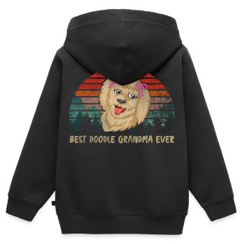 Beste Doodle-Oma aller Zeiten mit rosa Schleifen - Kinder Premium Organic Zip Hoodie - Schwarz - Hinten - AI Model Kid Male (0cm)