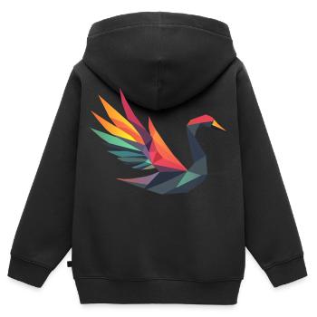Geometric Swan with Rainbow Wings - Kids Premium Organic Zip-up Hoodie - black - Back - AI Model Kid Male (0cm)