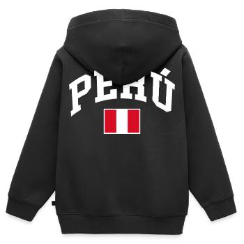 Drapeau du Pérou - Sweat Premium à capuche zippé enfant bio - noir - Dos - AI Model Kid Male (0cm)