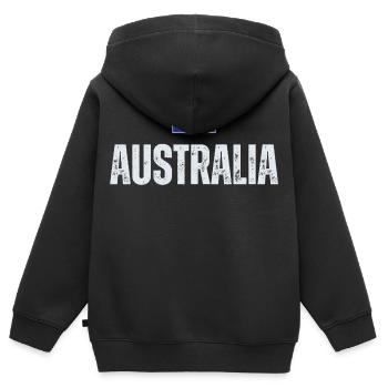 Flag Australia, j’adore l’Australie - Sweat Premium à capuche zippé enfant bio - noir - Dos - AI Model Kid Male (0cm)