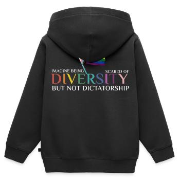 Bunte Regenbogenfahne Diversität - Kinder Premium Organic Zip Hoodie - Schwarz - Hinten - AI Model Kid Male (0cm)