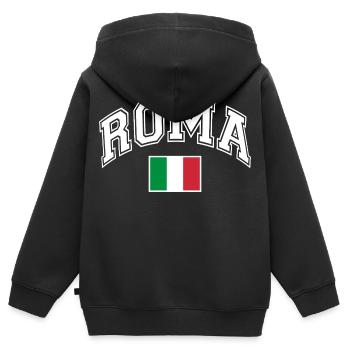 Drapeau de Rome, Rome, Italie - Sweat Premium à capuche zippé enfant bio - noir - Dos - AI Model Kid Male (0cm)